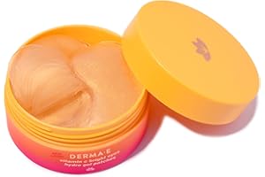 Derma E Vitamin C Bright Eyes Hydro Gel Under Eye Patches (30 Pairs), Allantoin, Caffeine & Vitamin B3, Eye Masks to Helps Reduce Fine Lines, Wrinkles, Dark Circles & Puffy Eyes, 60ct