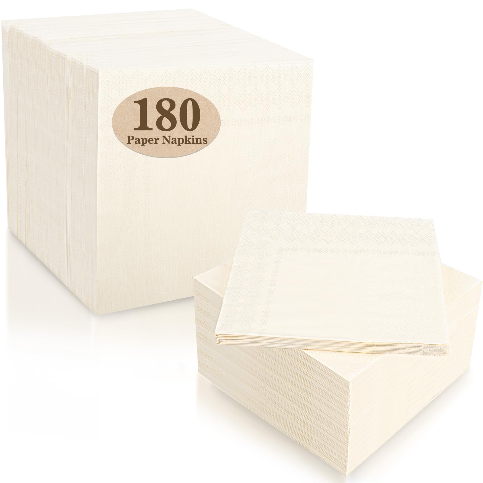 Photo 1 of 180 Pack Cocktail Napkin - Ivory White Colors - Unfolded 10 x 10 Inch Disposable Napkin Paper for Cocktail Napkins, for Wedding, Birthday Party Dessert Wine Paper Napkins