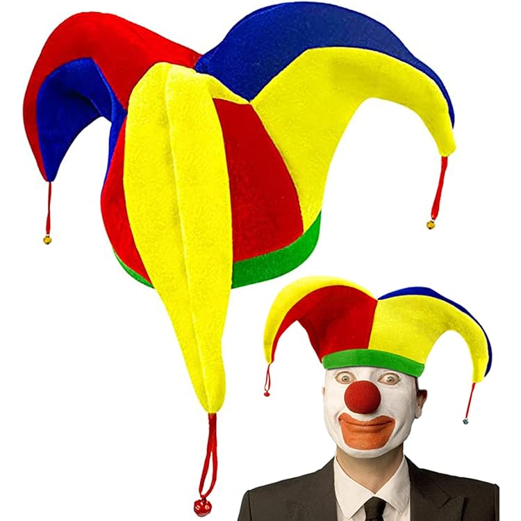 Amazon.com: elope Rainbow Court Jester Hat with Pom-Poms  display picture 3
