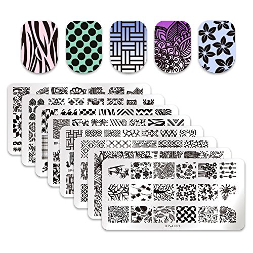 Born Pretty 8pcs L001-008 Nail Art Stamp Stamping Template Image Plates