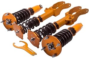 maXpeedingrods Coilover Adjustable for Porsche Cayenne 2002-2010 (955 & 957 body), Complete Assemblies Spring Shock Absorber, Coilovers Suspension Kit Strut, Amortiguador Lowering Kit by1-3” Gold
