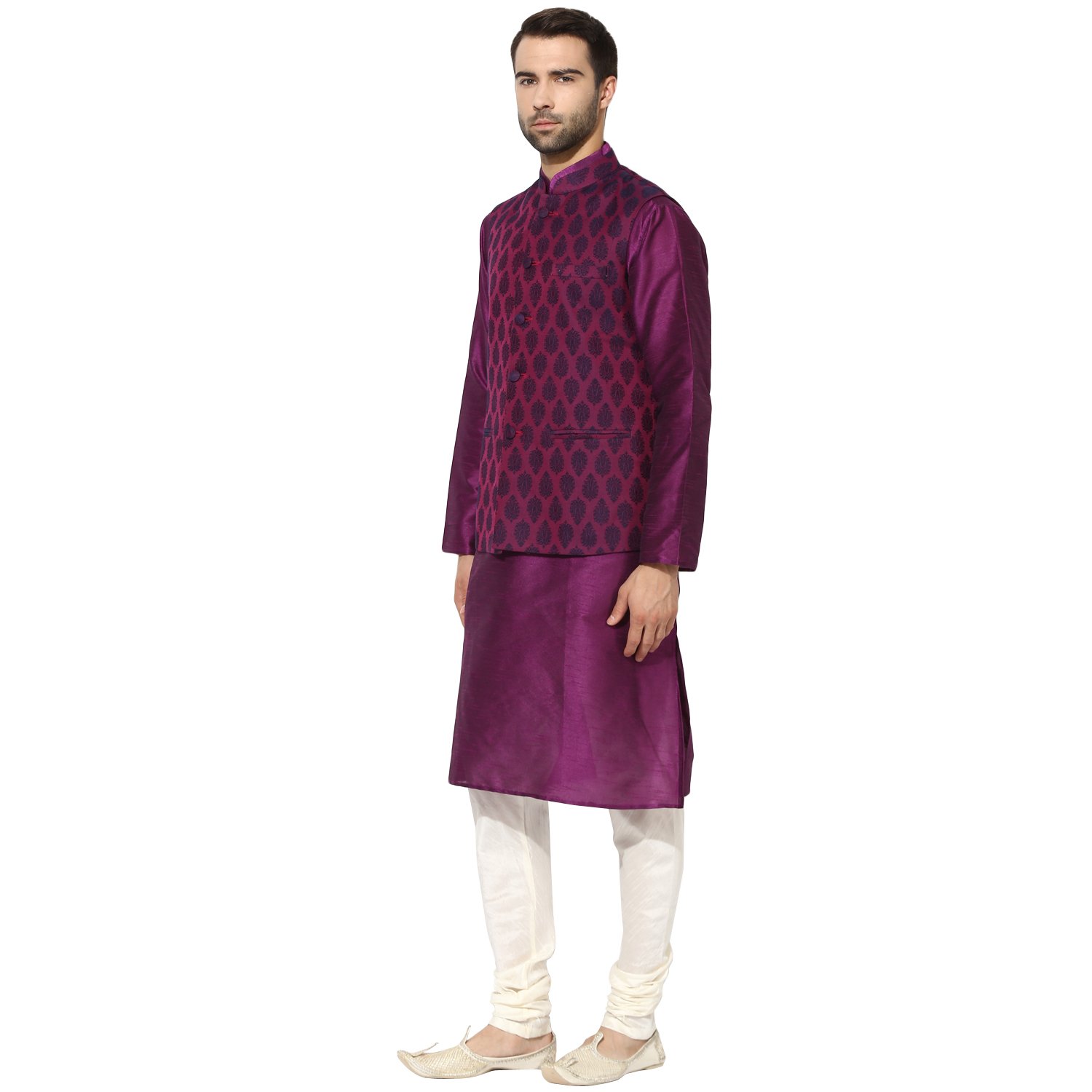 kisah benarasi cotton silkself designwaistcoat for men's