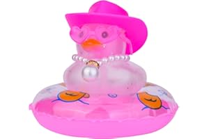 MuMyer Sequin Duck Car Ornament, Car Rubber Duck for Dashboard Decorations Accessories with Mini Sun Hat Swim Ring Necklace Sunglasses(T2)