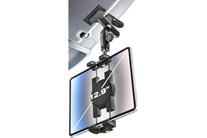 woleyi Tablet Holder for Car Sun Visor - [Metal Magic Arm] 360° Adjustable Tablet Car Mount for iPad Holder Super Visor Clamp, for 4.7-12.9" Tablet, iPad Pro, Air, Mini, Galaxy, Phone, Switch, Camera