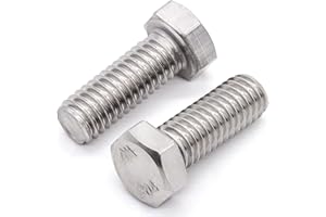 GLVANER #10-24 x 1/2" (50 pcs) Stainless Steel Hex Head Screws Bolts (3/8" to 6" Available), 18/8 Stainless Steel 304, Fully Threaded, Machine Coarse Thread, No Coating, Plain Finish