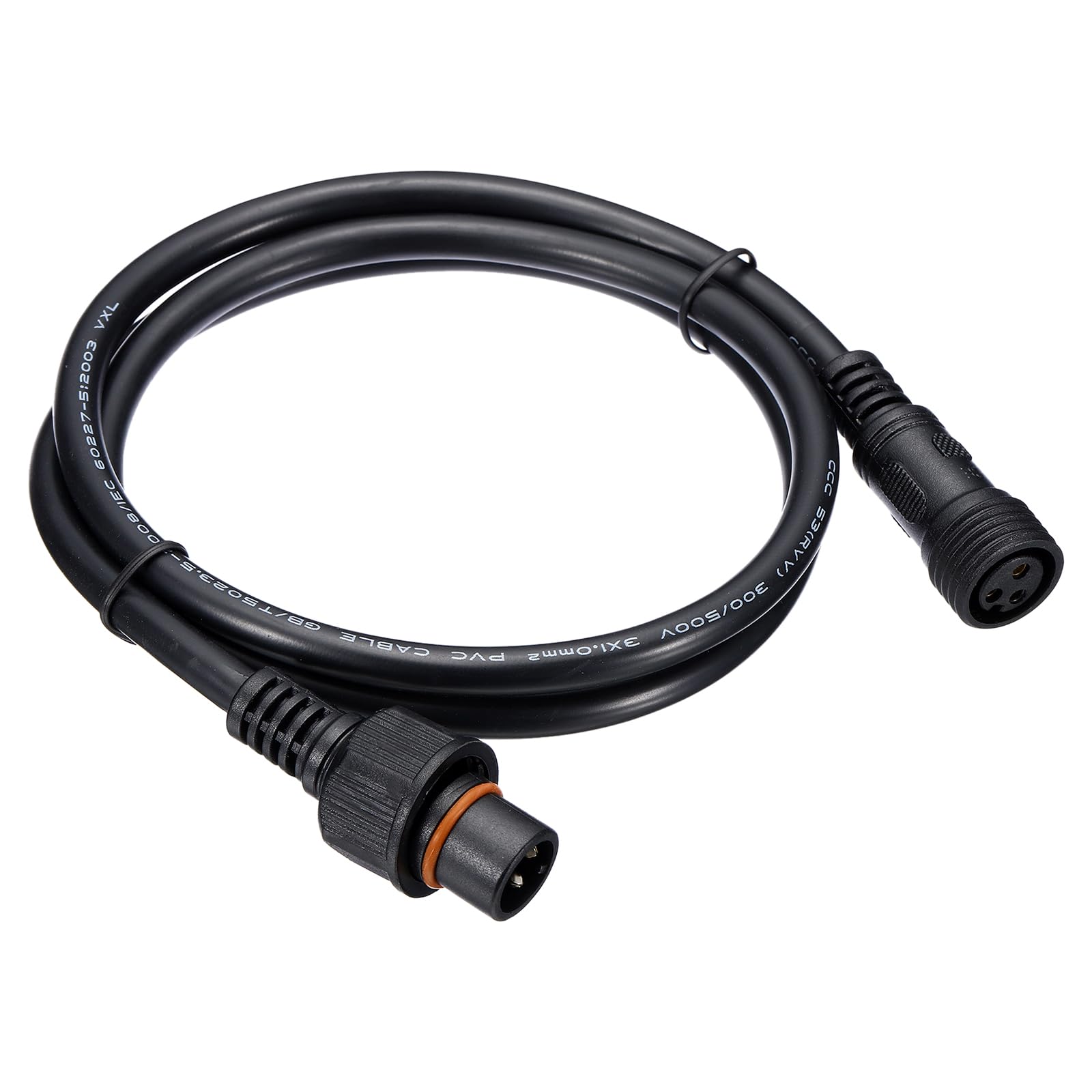 PATIKIL 3.28Ft 3 Pin Extension Cable Wire, 18AWG Waterproof IP67 Connector with Male and Female at Both Ends for LED Strips, Black