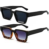 AIEYEZO Square Sunglasses for Women Men Square Thick Frame Sun Glasses Simple Designer Style Shades