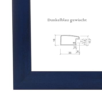 Bilderrahmen 'OLIMP' 37.5x98 cm oder 98x37.5 cm, MDF-Bilderrahmen mit Dekor Folienummantelung in Dunkelblau gewischt, 35 mm b