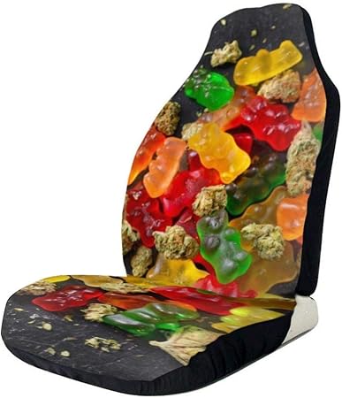 Amazon 車用シートカバー マリファナサワーグミキャンディー おしゃれ かわいい マルチカラー 軽自動車 普通車 フロント座席適用 シートカバー 車 バイク