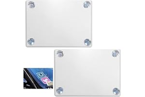 MOTAIN Rideshare Sign/Parking Permit Clear Sun Protection Holder - 2 Pack PVC Removable Pocket Holder - Includes 8 Strong Suction Cups…, 2236