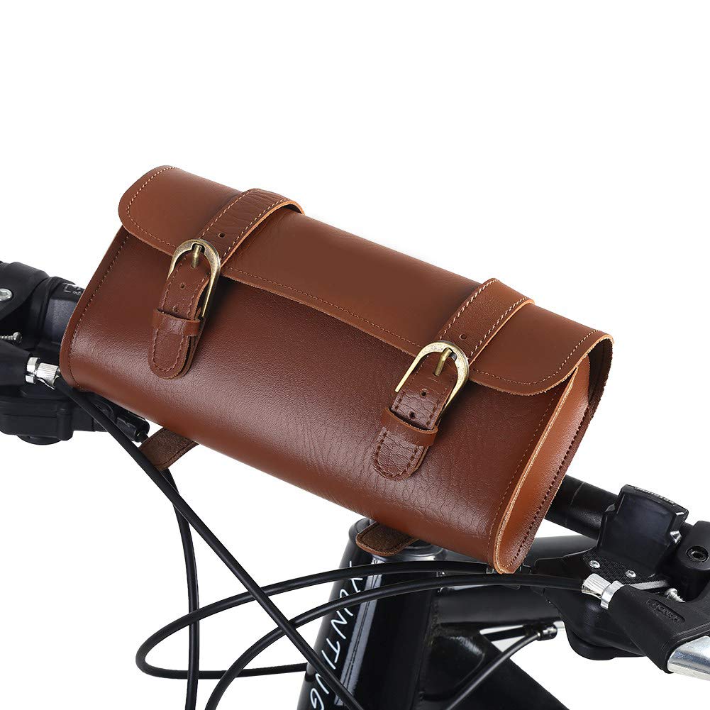 BOROCO Bike Bag Retro Style Artificial Leather Bicycle Front Frame Bag Bike Pouch Cycling Accessory