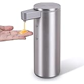 Automatic Soap Dispenser Stainless Steel with Sensor Infrared Soap Dispenser Electric IPX5 Waterproof USB-C Charging Motion Sensor for Kitchen & Bathroom, 9oz (Silver)