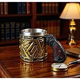 DKUWBJAS Stainless Steel Bullet Design Beer Mug | Unique Gun-Shaped Handle Coffee Cup for Men - Ideal Gift for Dad, Veteran & Beer Lovers, Cool & Creative Tumbler for Multiple Drinks