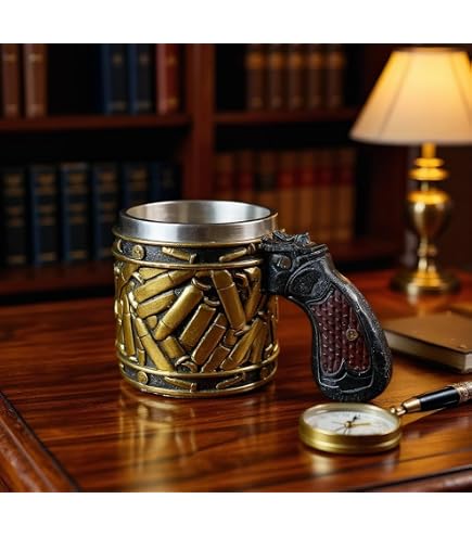 Amazon.com | awakentti 450ML Cool Coffee Mugs, Cool Revolver Pistol Handle  Bullet Cup Beer Coffee Gun Shape Handle Mug, Stainless Steel Drinking  Accessory for Bars, Clubs, Home, Cafes: Beer Mugs & Steins