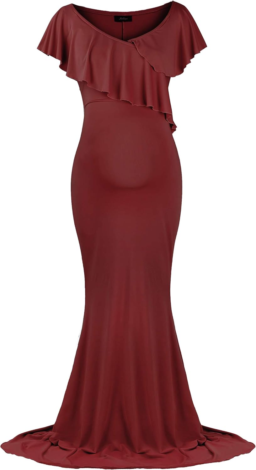 Dance Fairy Molliya Maternity Long Dress Women Ruffle Stretchy Sleeveless Maxi Dress at  Women’s Clothing store