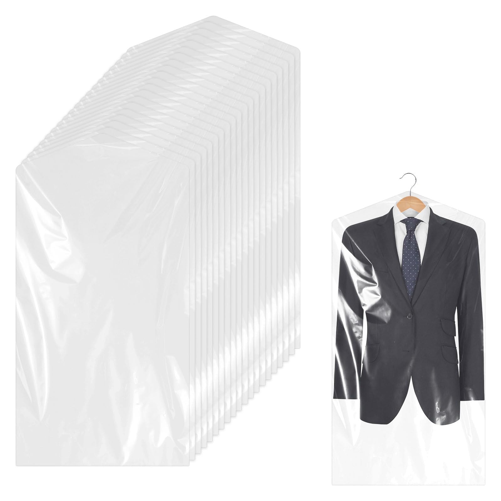 20Pcs Plastic Clothes Covers Garment Bags for Hanging Clothes,35.4x 23.6inch Suit Cover,Sheer Dry Cleaning Bags Dust-proof Clothes Covers for Skirt Coat Suit Jacket (20)