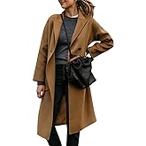 FSHAOES Womens Lapel Peacoat Winter Double-Breasted Outerwear Mid Long Jacket Casual Trench Coat