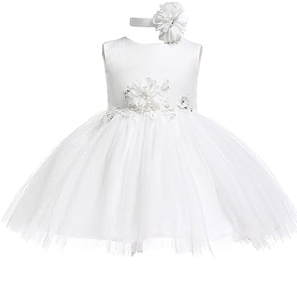 AHAHA Baby Mädchen Prinzessin Kleid Blumenmädchenkleid Taufkleid Festlich Kleid Hochzeit Partykleid Festzug Babybekleidung