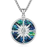 Eusense Compass Necklace for Women Men Sterling Silver 925 Compass Pendant Compass Jewelry Womens Mens Gifts for Her Him Birthday Graduation Anniversary Valentines Female Male