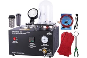 zhenmaster All-in-One Vacuum Investment Casting Machine, 3kg Gold Silver Copper Casting Machine, 1500W 1250℃ PID Digital Melt