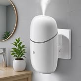 Miferdin Waterless Essential Oil Diffuser, Plug in Diffuser for Home | Up to 600 sq ft, Quite &amp; Cold Mist Levels, Timer &amp; Night Light, Wall Aromatherapy Diffuser for Bedroom, Bathroom, White