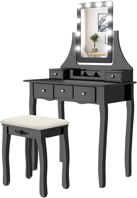 mecor Dressing Table Set with 10 LED Lights Mirror, Modern Vanity