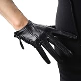 DooWay Women's Short Real Leather Driving Gloves Touchscreen Imported Goatskin Leather Tassel Zipper Winter Warm Gloves