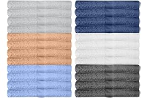 KAHAF COLLECTION 24 Pack Wash Cloths | Multicolour 100% Cotton Extra Absorbent Face Towels | Soft, Quick Dry Washcloths for Bathroom, Spa, Gym, Baby & Travel (24 Packs (12x12))