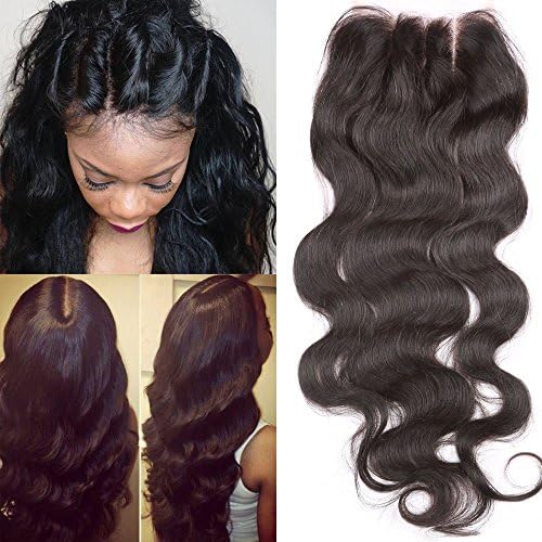 Fennell 3 Part Closure Body Wave Virgin Brazilian Hair 130% Density Lace Natural Hair Color Bleached Knots with Baby Hair (8 Inches)