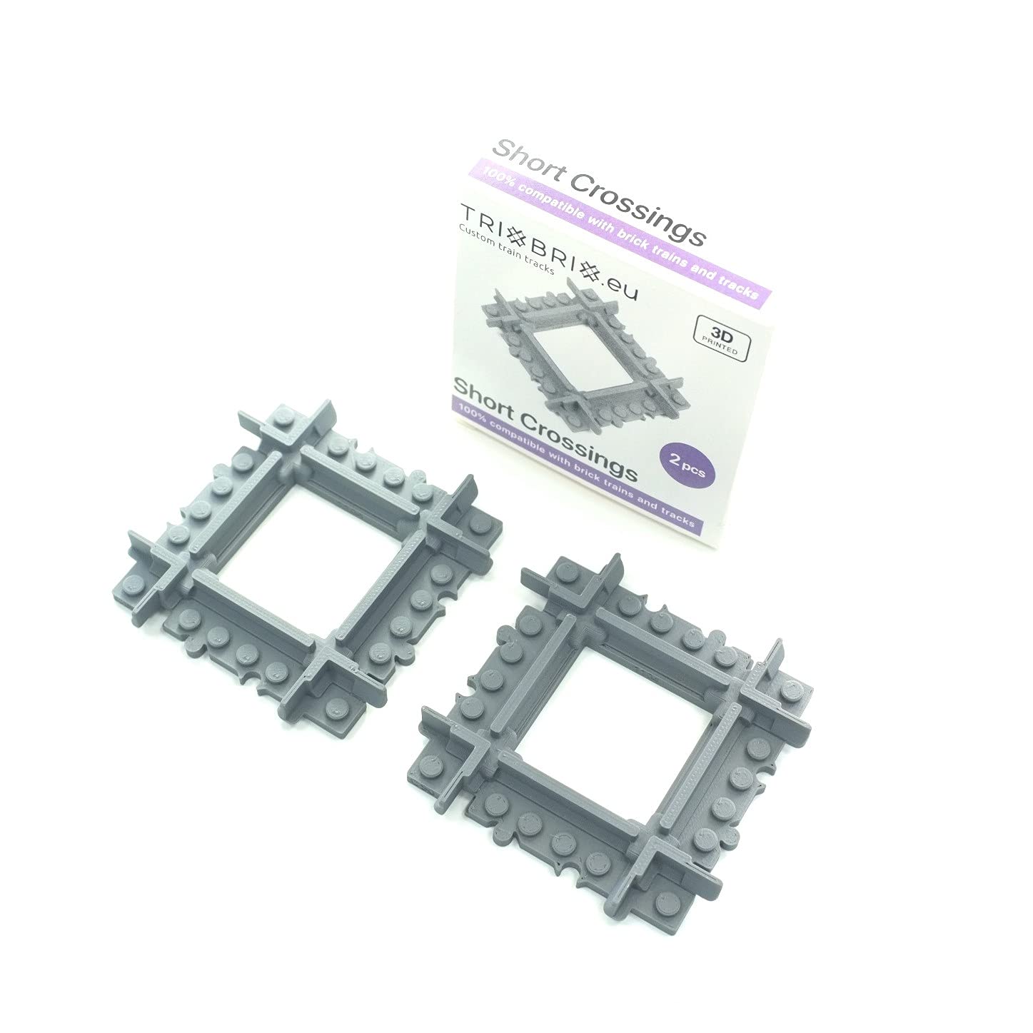 Crossings 2x 90 deg short version Compatible with Lego City Train Sets 60197 60198 10277 60205 60238