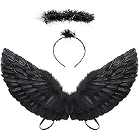 Amazon.com: SzJias Black Wings Angel Costume Wings and Halo