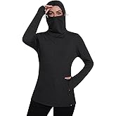 Soneven Women's Fleece Running Pullover Winter Outdoor Thermal Sweatshirts Cold Weather Ski Hiking Shirts With Thumbholes