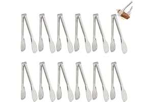 ANPUNAT 12 Pack Stainless Steel Buffet Tongs Cooking BBQ Tongs Sweet Tongs Pasta Tongs for Home Kitchen Bar Party Utensils(7-