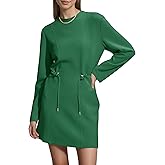 COCOMARTS Womens Long Sleeve Crewneck Sweatshirt Dress Drawstring Waistband Casual Tunic Tops Mini Dresses 2025 Fall Clothes