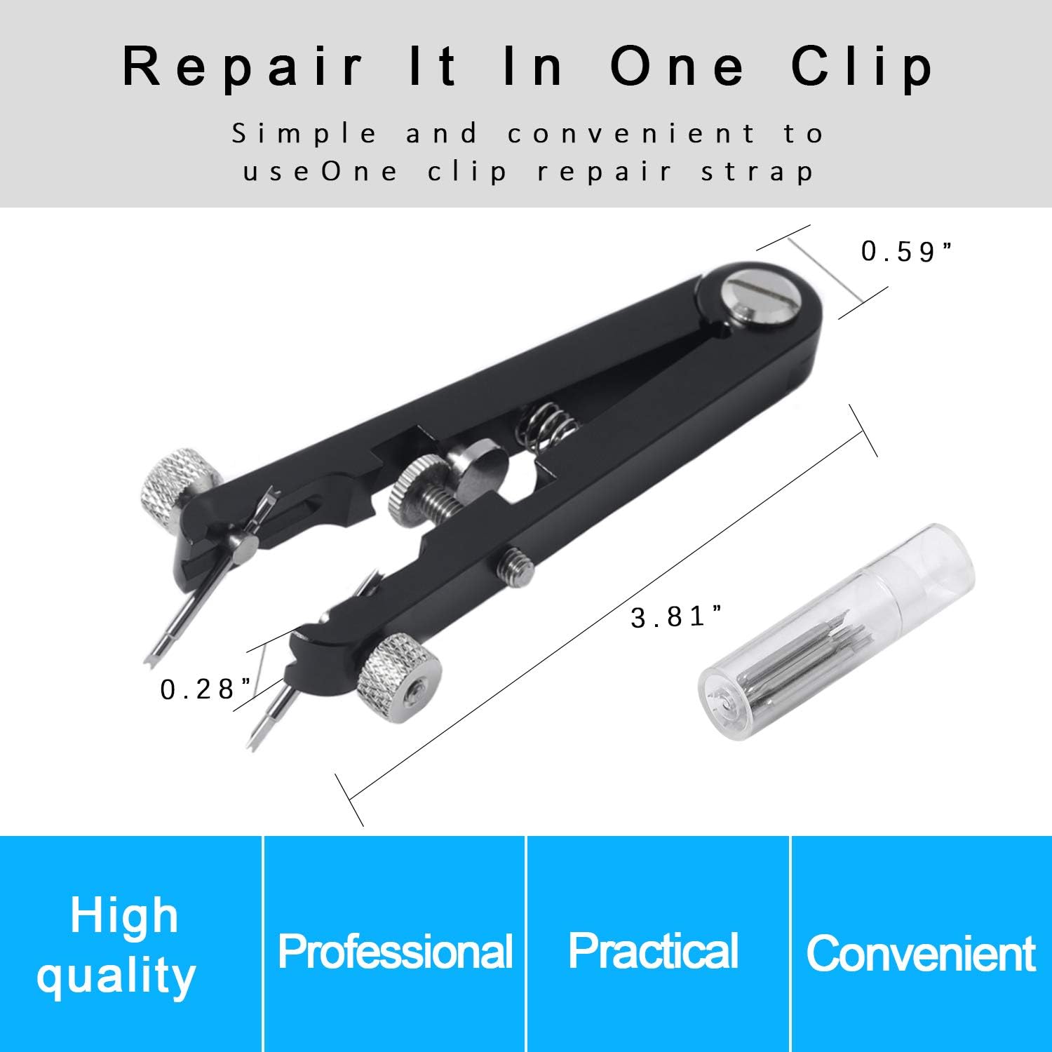 Watch Spring Bar Plier Tool Set with Durable 10 Tips Pins, 6825 Spring Bar Tweezer Tool for Watch Wrist Bands Strap Removal Repair Fix Kit: Watches