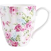 Mailandy 14oz Cute Coffee Mugs for Women Cute Mugs Bone China Floral Coffee Mug Teacups for Mom Women Birthday Gifts Christmas Gifts