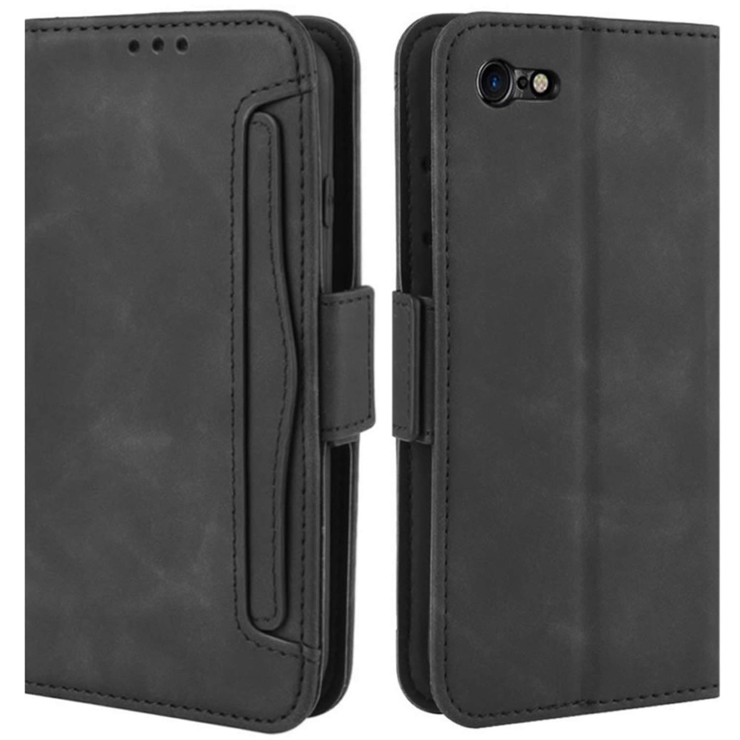 HualuBro iPod Touch 7 Case, iPod Touch 6 Case, Magnetic Full Body Protection Shockproof Flip Leather Wallet Case Cover with Card Holder for Apple iPod Touch 7th / 6th / 5th Generation Case (Black)