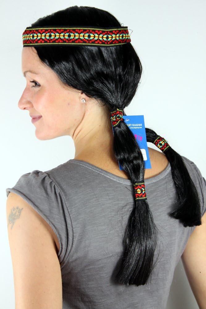 Party/Fancy Dress/Halloween woman's ladies wig with headband (not fixed to wig) and braids woman Native American Wild West inspired LM3043-P103 - Image 3