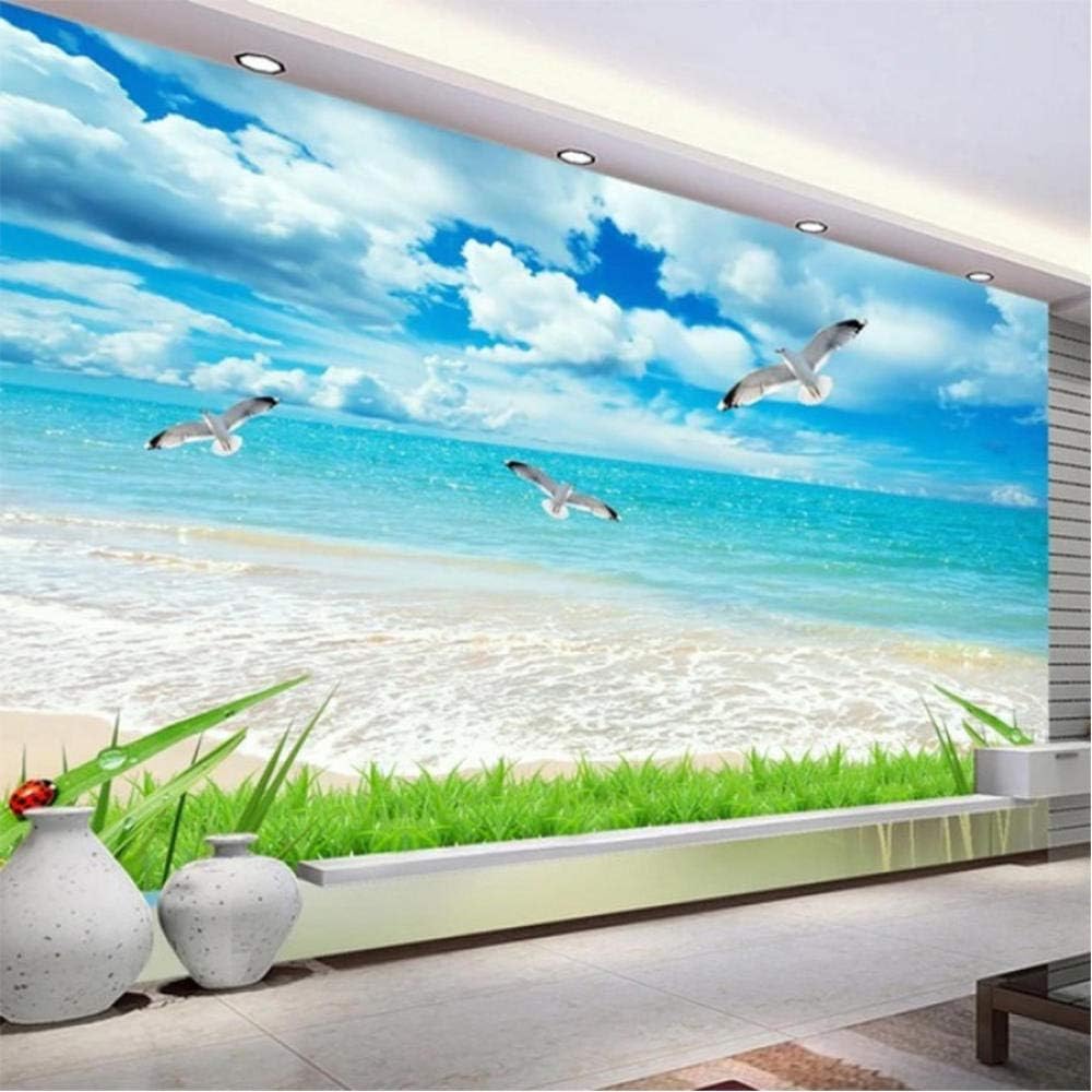 Amazon Co Jp 写真の壁紙3d海辺の風景壁画リビングルームテレビソファモダンでシンプルな家の装飾壁画 1x100cm ホーム キッチン