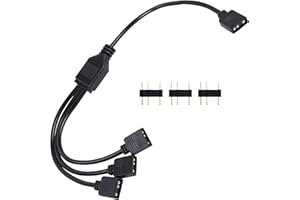 YACSEJAO ARGB Splitter Cable 5V 3Pin Addressable RGB 1 to 3 Splitter Cable with Male Pins for Computer Chassis, CPU Cooler an