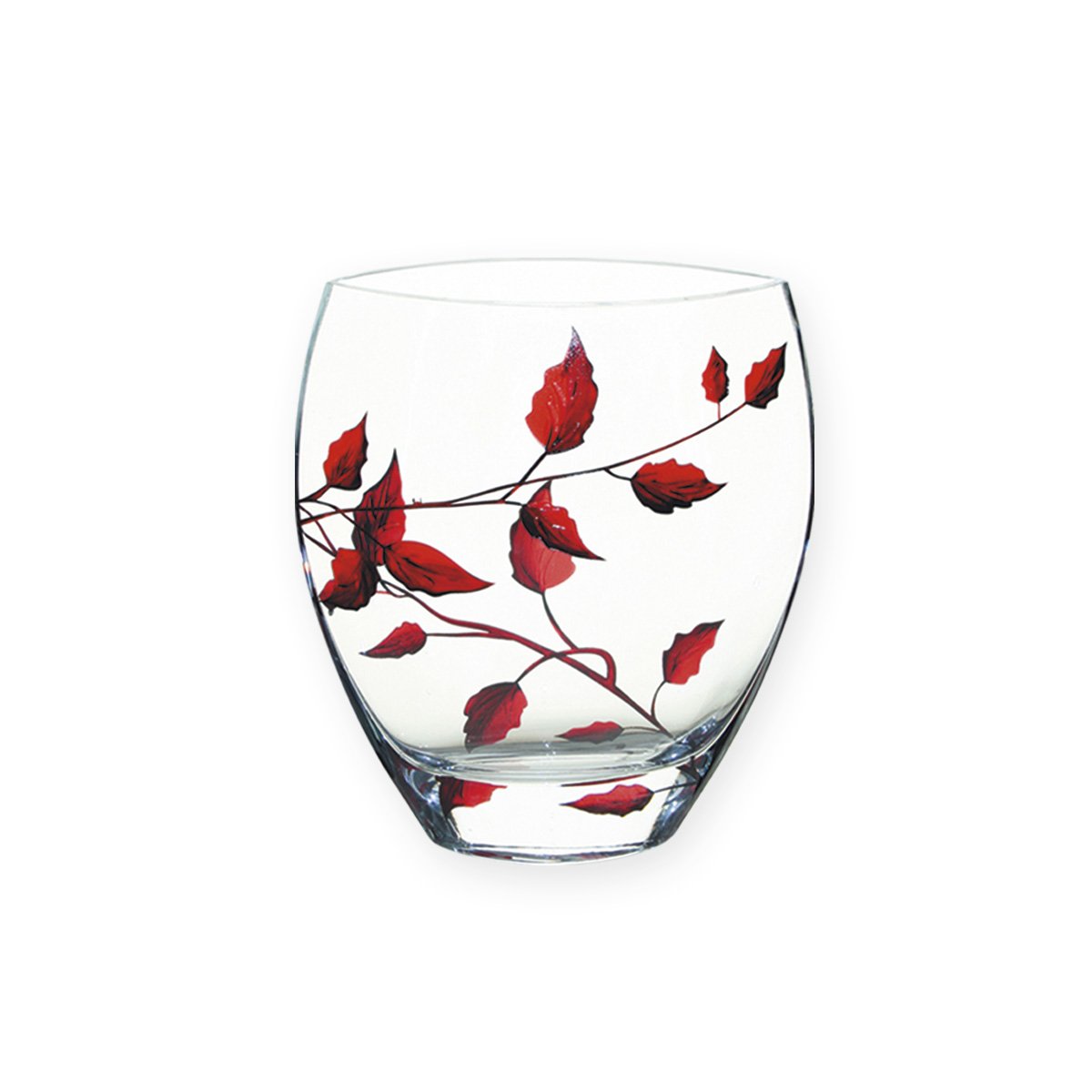 Ruby Leaf Tendril Design Classic Curved Glass Flower Vase Mouth