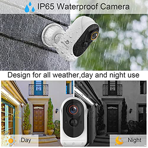 WONGKUO 2021 Upgraded Security Camera Outdoor Wireless 170 Wide Angle View WiFi Rechargeable 1080P Surveillance Camera Home Security Camera System PIR Motion Detection Baby Elder Pet Camera Monitor