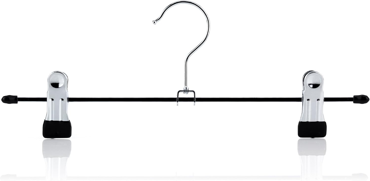 Hangerworld 5 Chrome 30cm Metal Trouser Skirt Adjustable Clip Coat Clothes Garment Hangers, Silver, 30 cm (12 inches) - Image 3