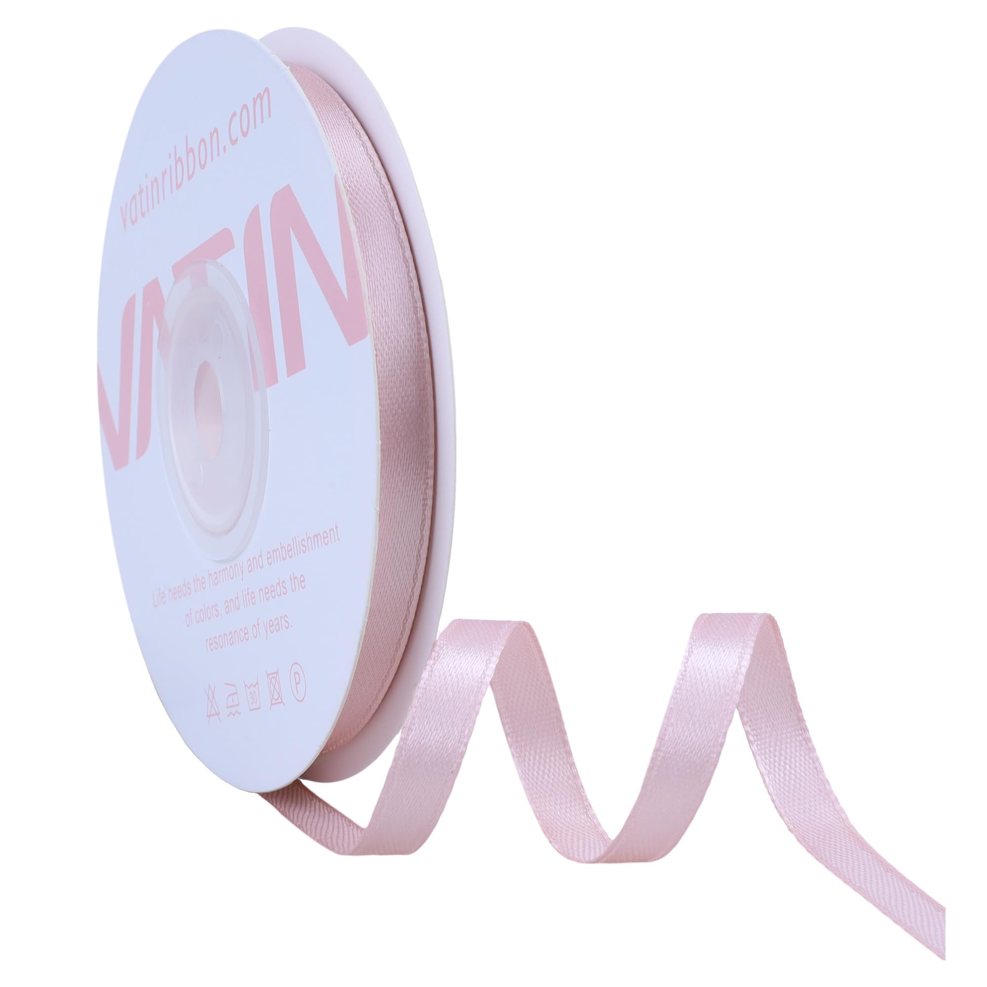 VATIN Rose Gold Satin Ribbon Polyester 6mm X 23m(25 Yards) Craft Fabric Ribbon Perfect for Gift Wrapping, Hair Bow,Party Balloon Trimming, Cake Decoration Sewing and Other Craft Projects