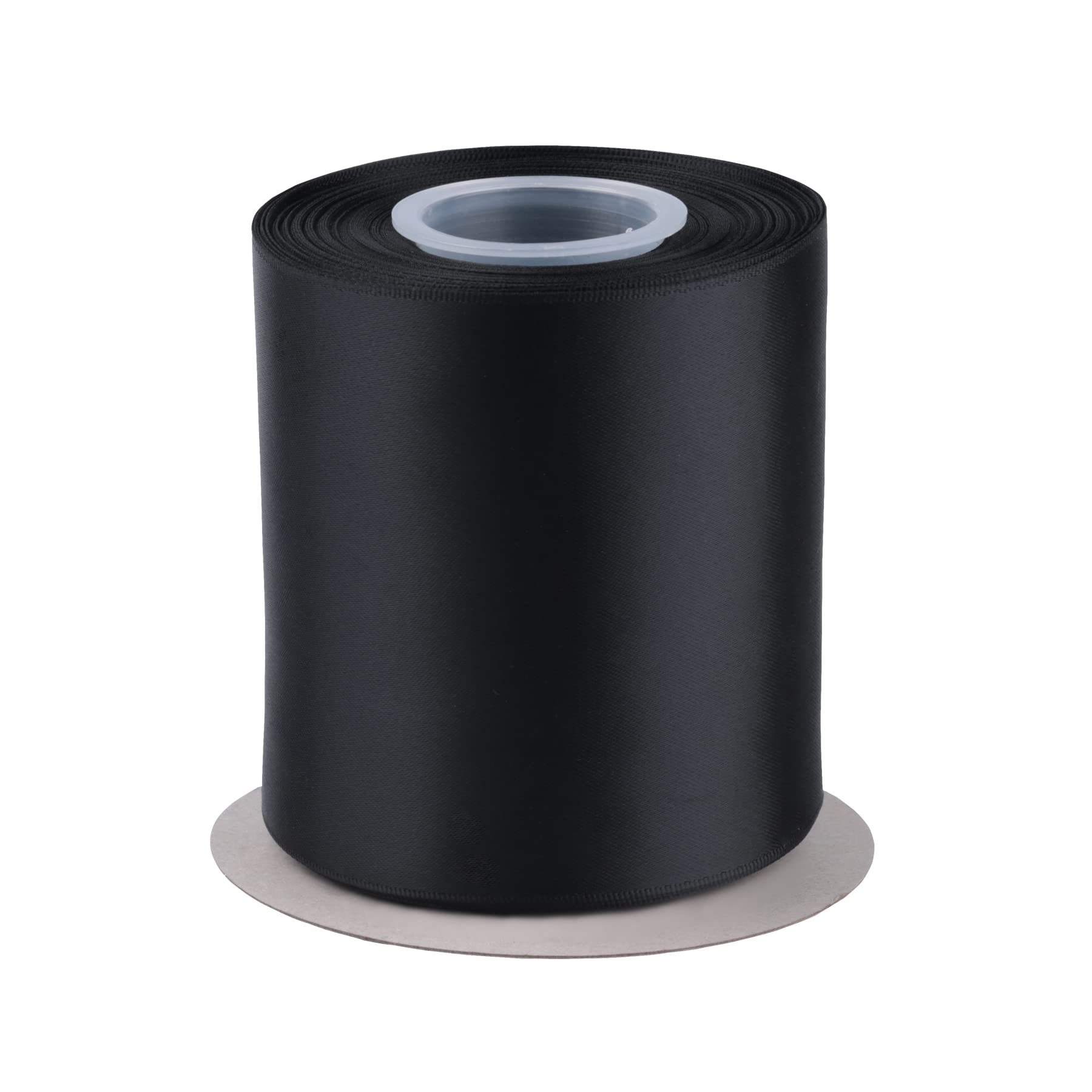 Fondersy 100mm X 22M Double Faced Satin Ribbon Black Polyester Ribbon for Gift Wrapping Wedding Decoration Floral Arrangement Crafts