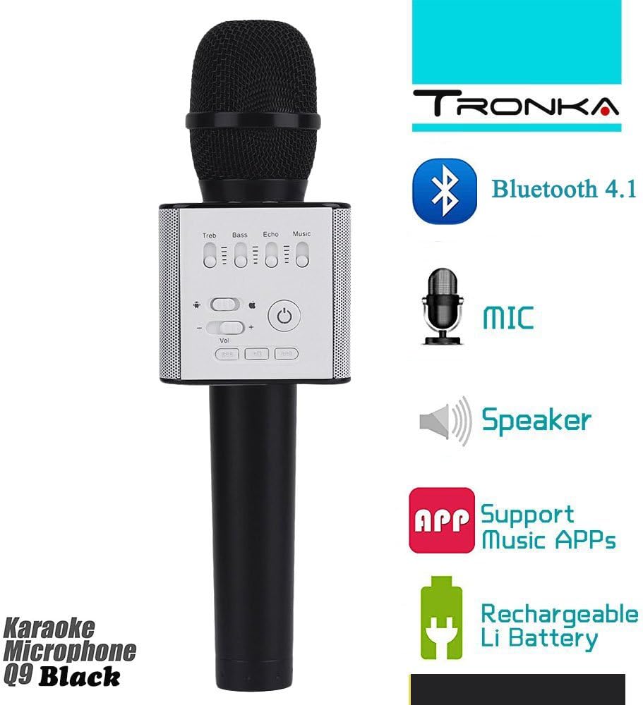 Q9 Super Bass Wireless Bluetooth Mobile Phone Karaoke Microphone Handheld Black Sing Anywhere