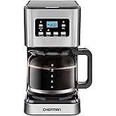 Chefman 12-Cup Programmable Coffee Maker, Electric Brewer, Auto Shut Off, Digital Display w/Auto-Brew Function, Anti-Drip Pot