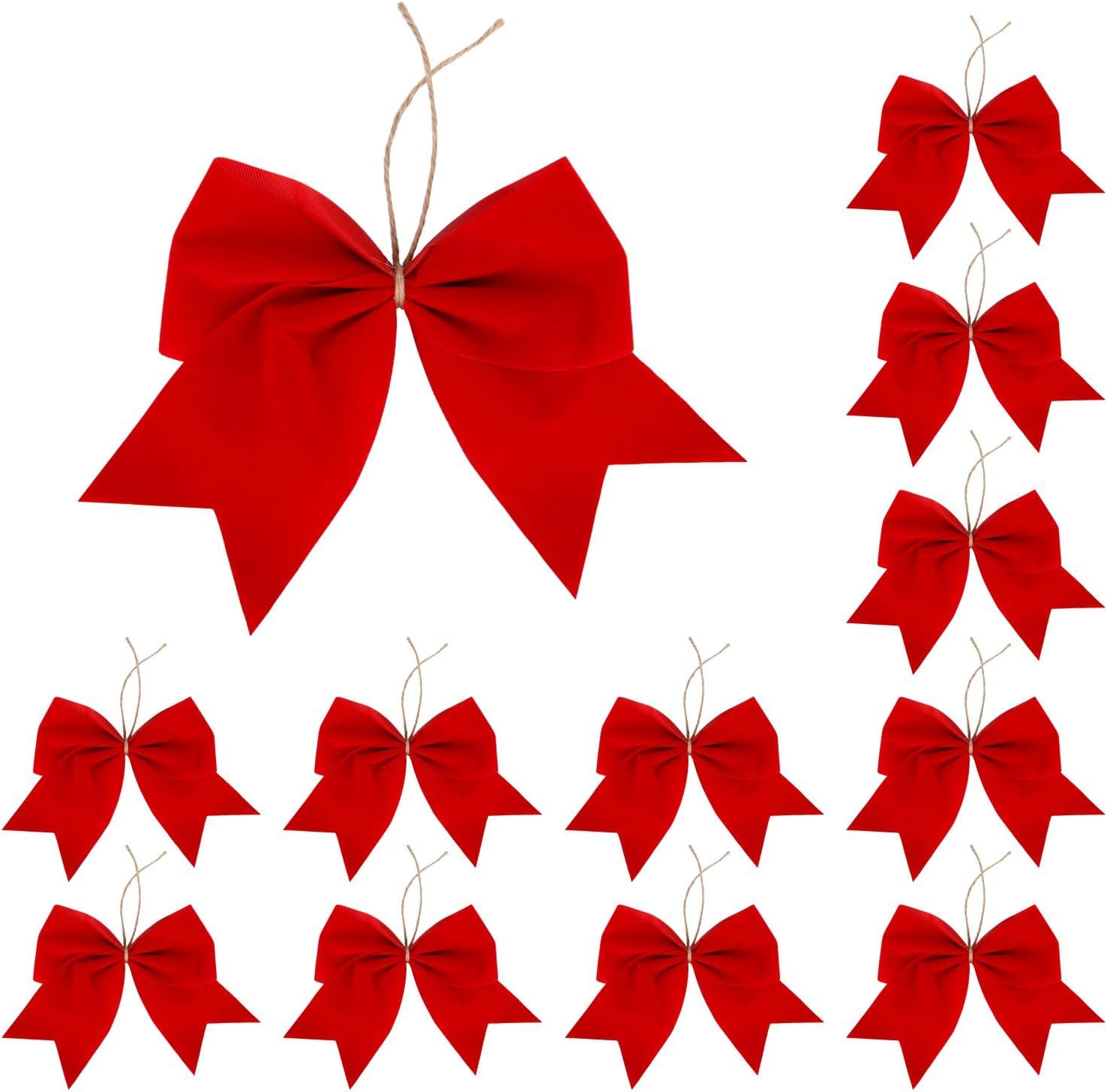 Bows & Ribbons - Meseey 12 Pcs 6 Inch Christmas Bow Red Velvet Christmas Waterproof Wreath Bows for Xmas Garland DIY Craft Gift Wrapping Party Holiday Basket Ornaments (Red Velvet)