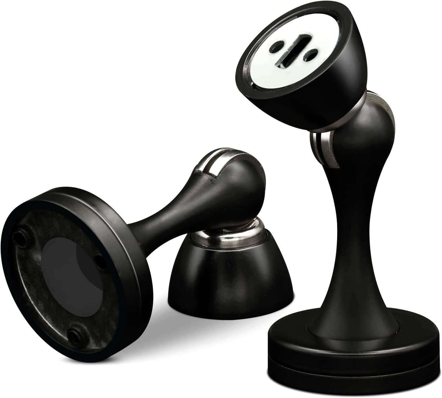 Magnetic Door Stop, Stainless Steel Magnetic Door Stopper Black Heavy Duty Magnetic Door Catch Holder Floor Wall Mounted Door Stoppers for Skirtings, Keep Door Open 2Pack