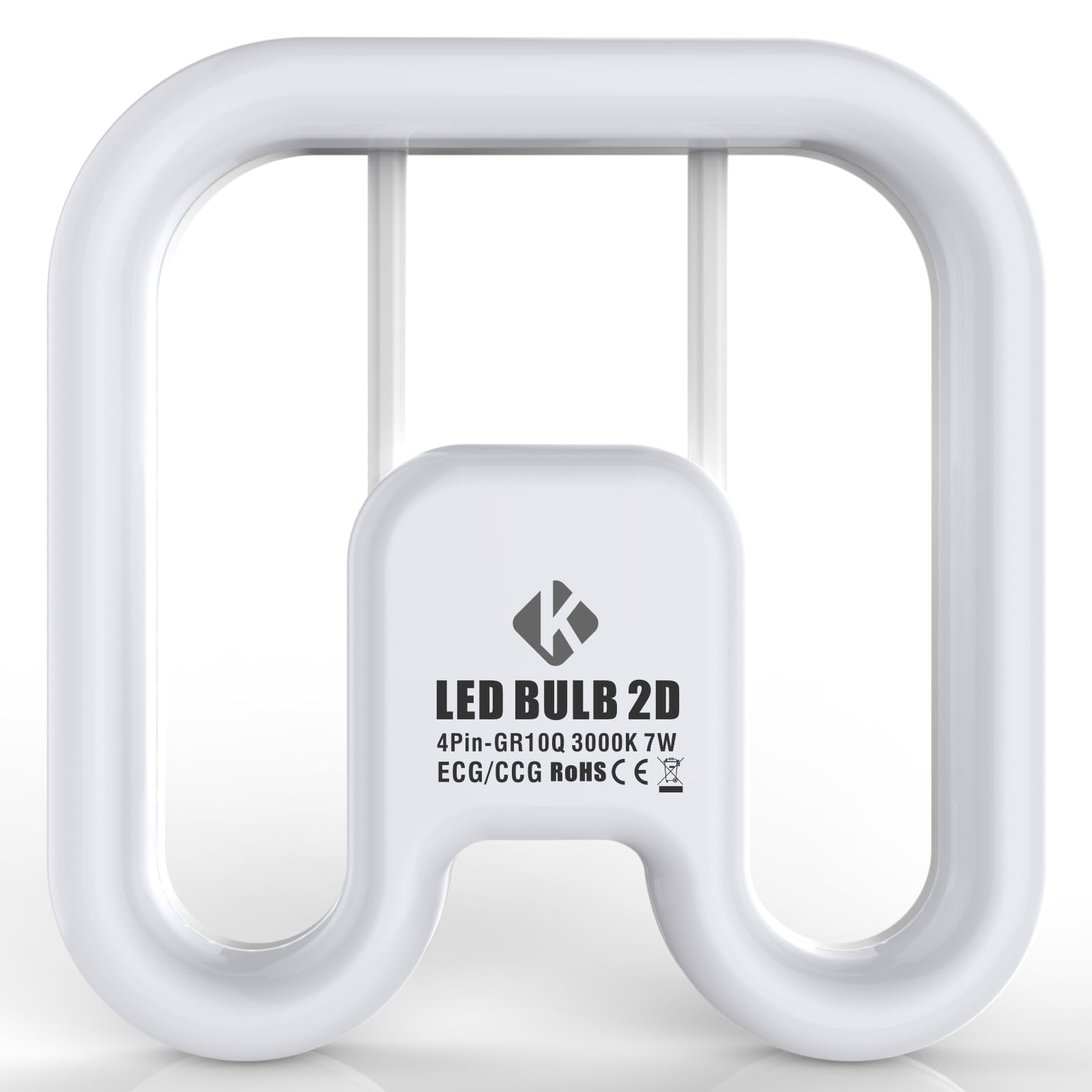 KENIU Plug & Play LED Bathroom Light Bulbs GR10q 4-Pin 950lm,7w Replacement 2D 3500k 16w CFL, Works with ECG/CCG ballasts,Instant Start,Flicker-Free 50000h (3000K/Warm White)